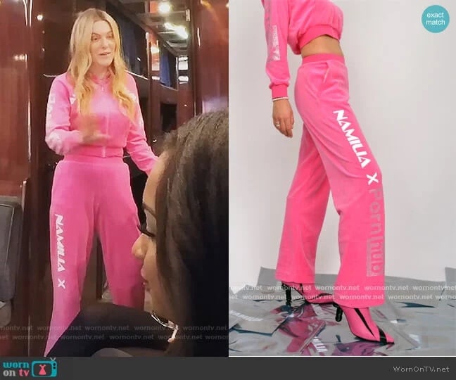 Namilia hot pink velour track suit top and pants
