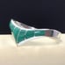 Sterling Silver Malachite Cuff Bracelet Taxco Mexico 37.4g 7”