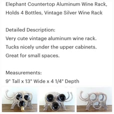 Elephant Countertop 4 Wine Bottle Rack