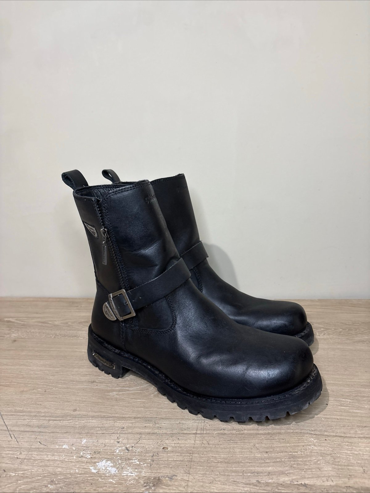 Milwaukee Motorcycle Afterburner MB407 Mens Sz 13D Black Leather Boots