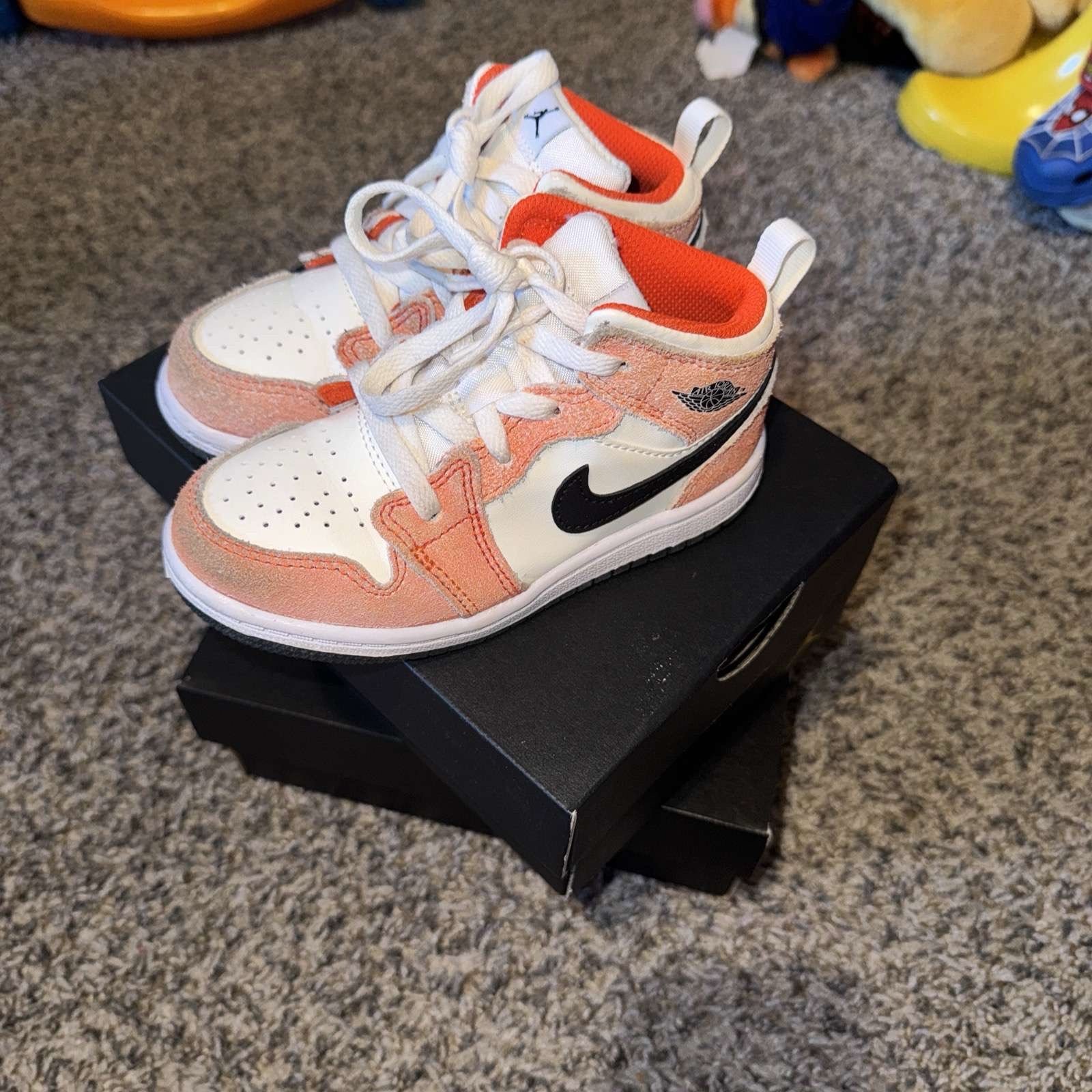 Nike Air Jordan 1 MID SE Team Orange Black Sail DV1340-800 Baby Size 9c