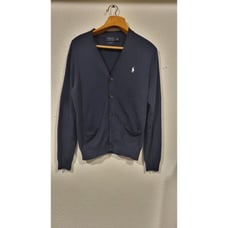 Polo Ralph Lauren 100% Pima Cotton Navy Cardigan Sweater Pony Logo Men's L