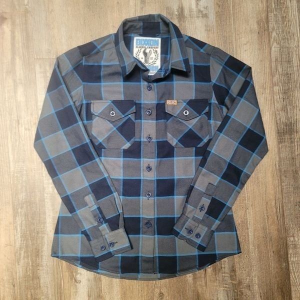 Dixxon Flannel Company Snap On Tools Wrench Flannel Womens Small Blue Plaid