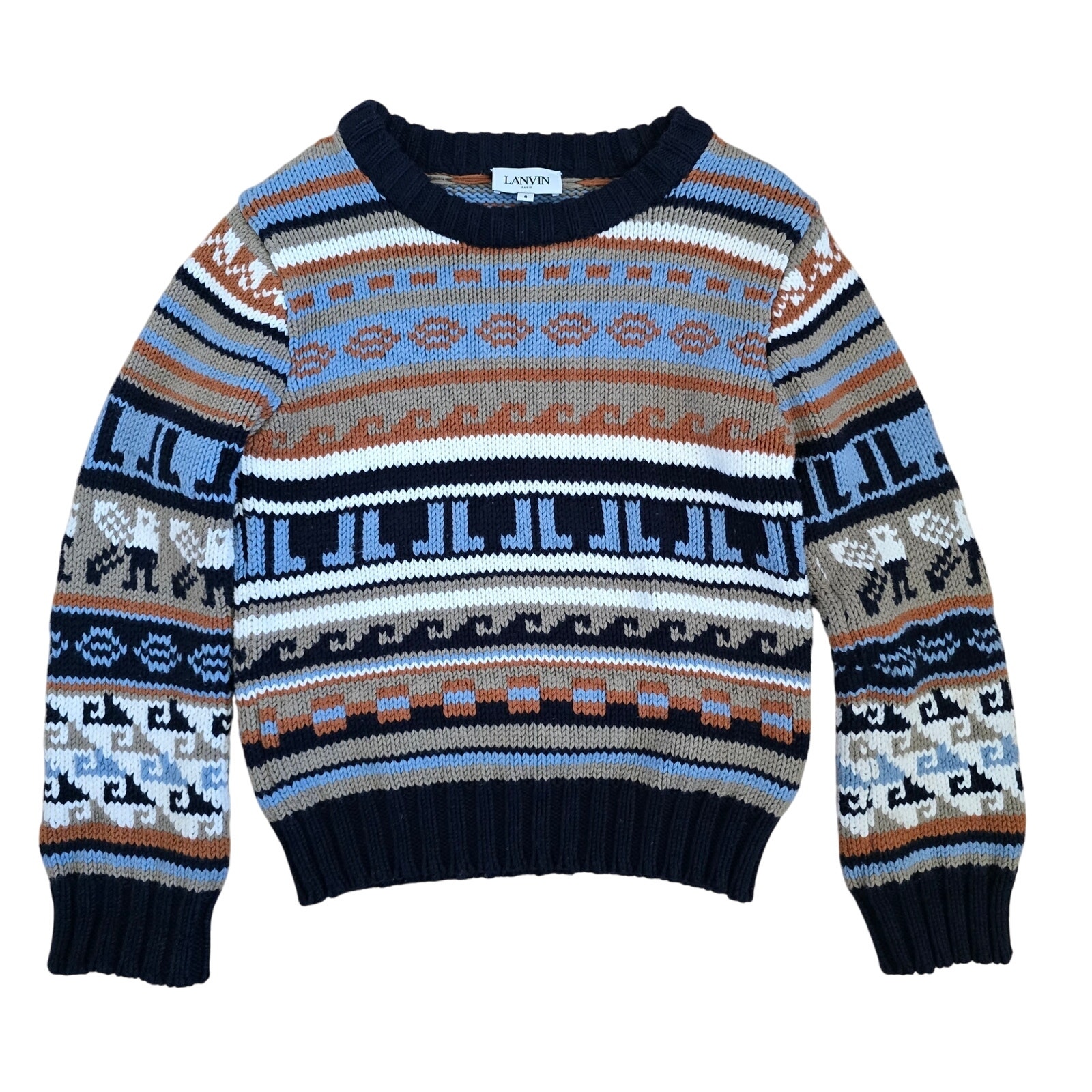 Lanvin Enfant Mini-me Jacquard Jumper Fair Isle Sweater 8yr Kids Cotton Cashmere