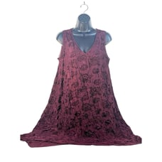 Simply Vera Wang Dress Chenille Floral Print Asymmetrical Burgundy Dress M