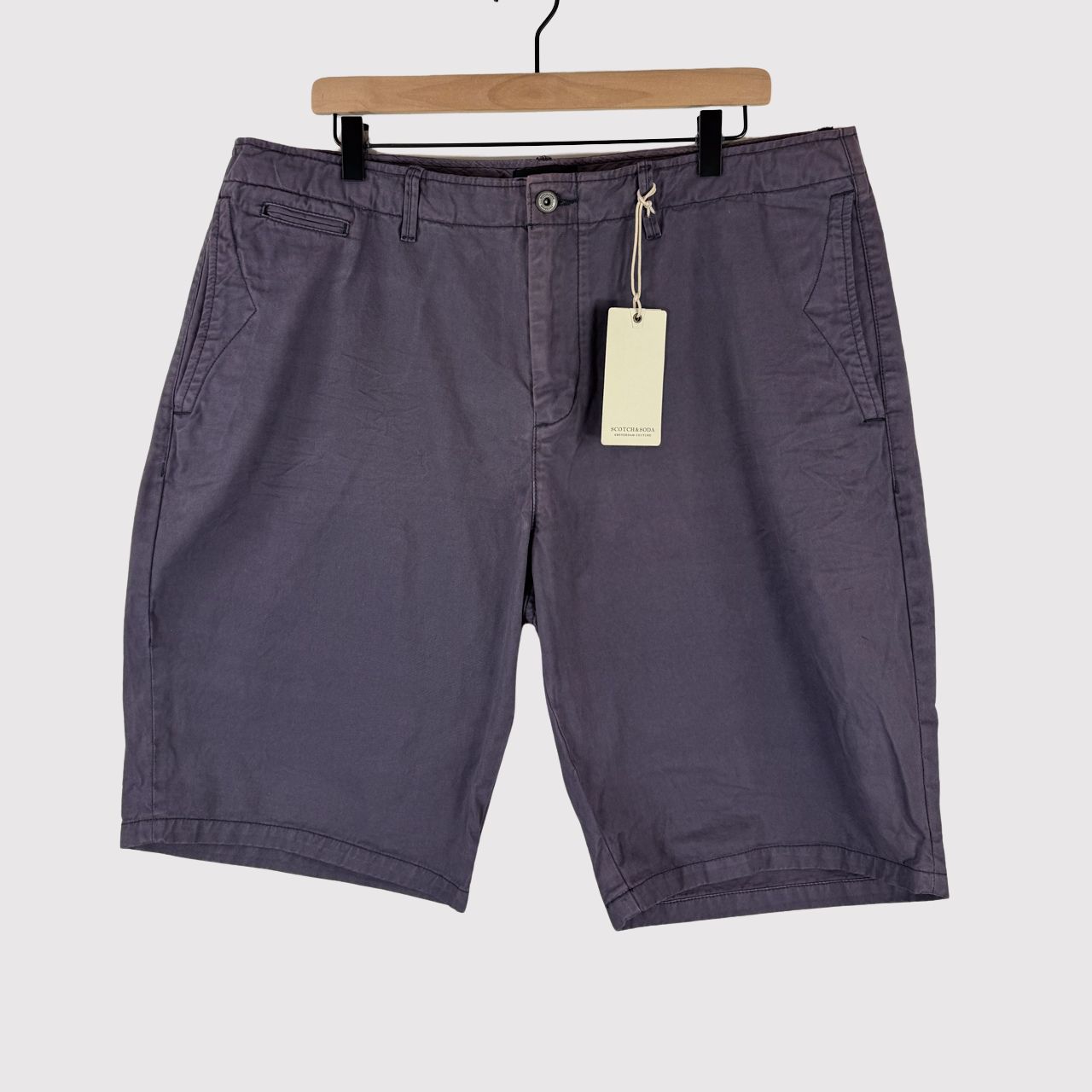 NWT Scotch Soda Mens Shorts Purple Chino Flat Front Designer Casual Size 38