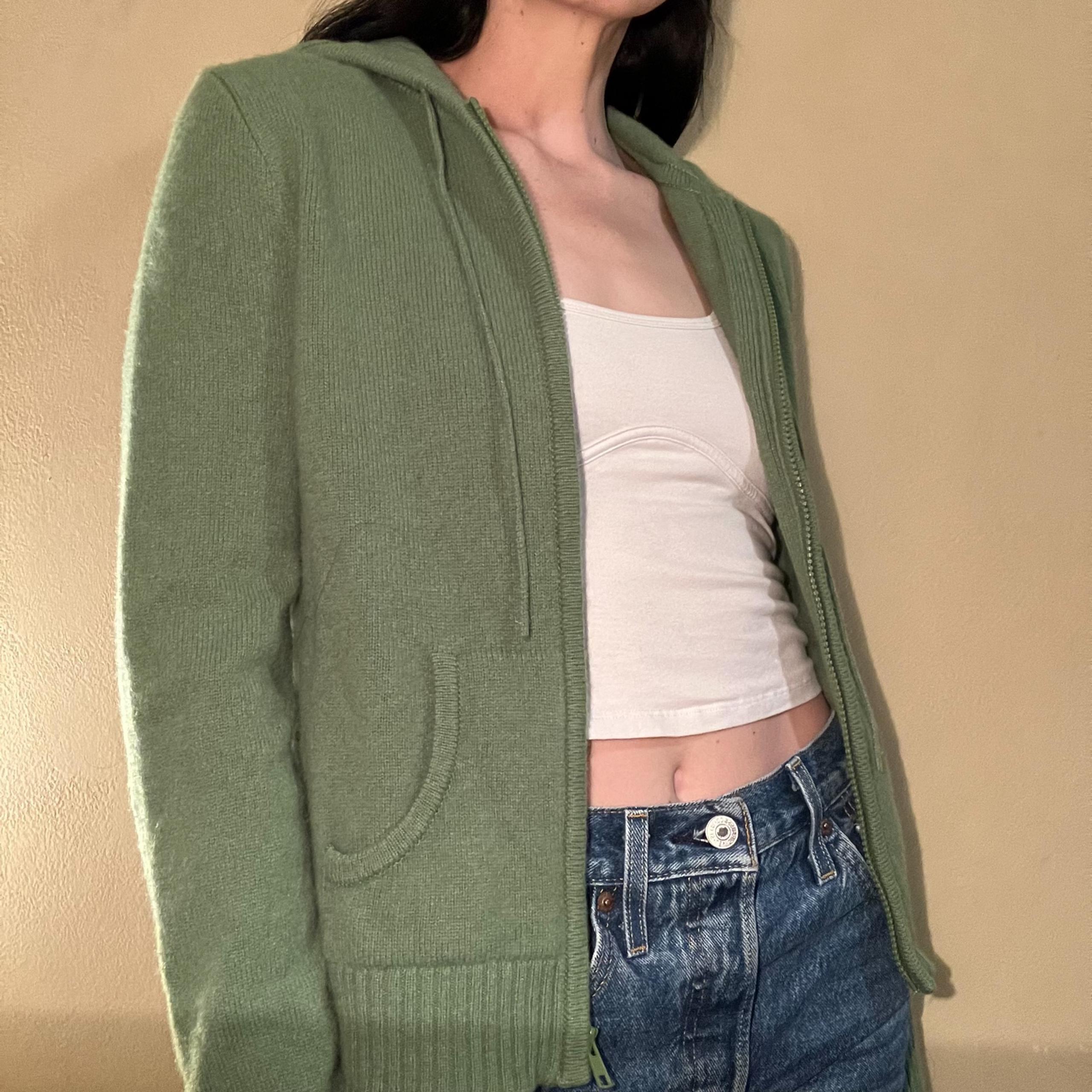Green J. Crew Lambs Wool Zip Up Hoodie