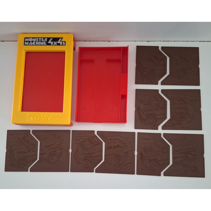 Vintage Tomy Monster Machine Truck 4x4s Drawing Rubbing Stencil Plates Designs