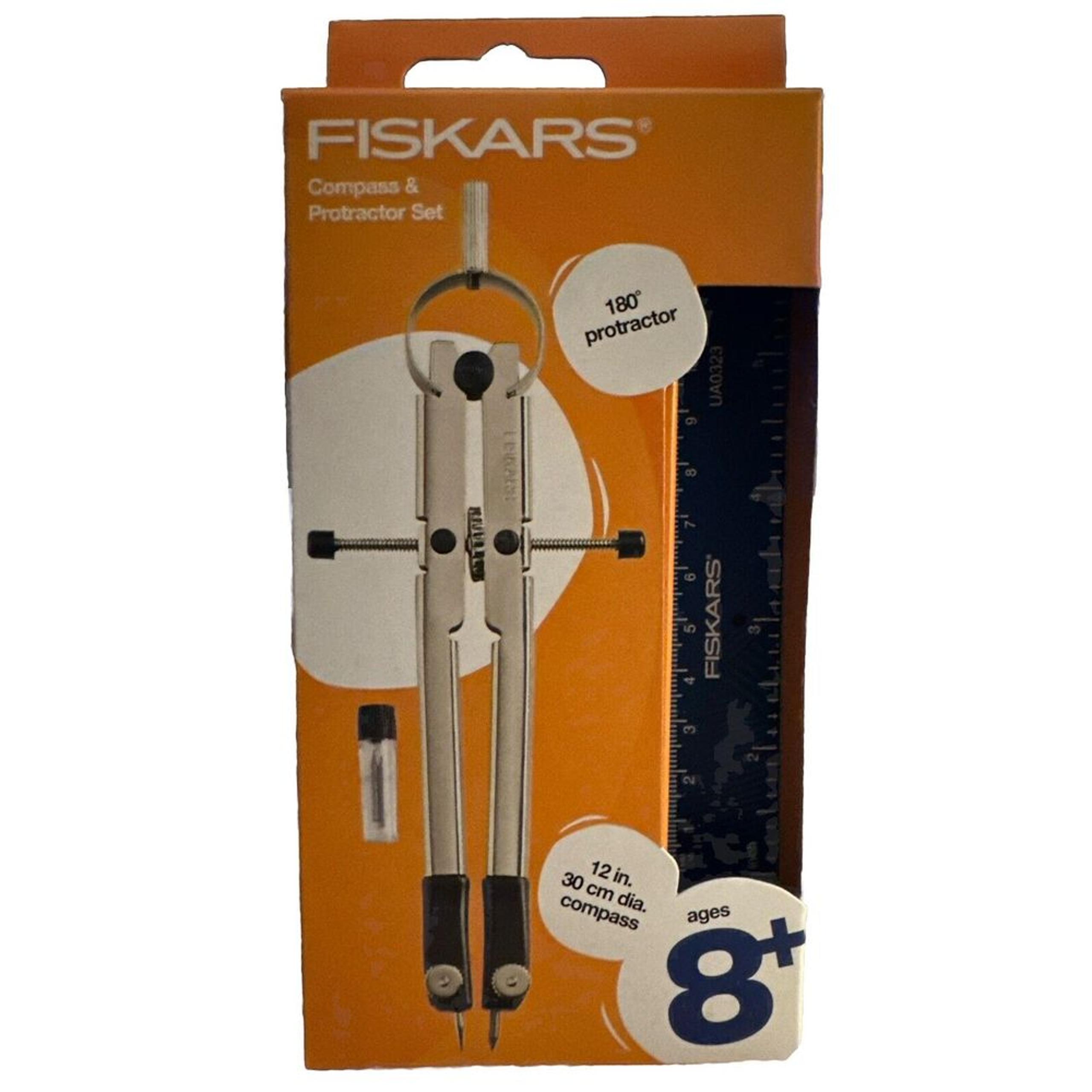 NEW - Fiskars Metal Compass & Protractor Set Blue
