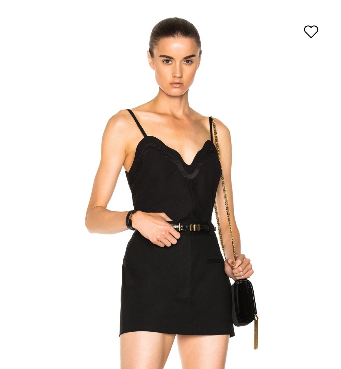 Carven Fragola Tank Top Scalloped Neckline Spaghetti Straps Navy Blue Size 6