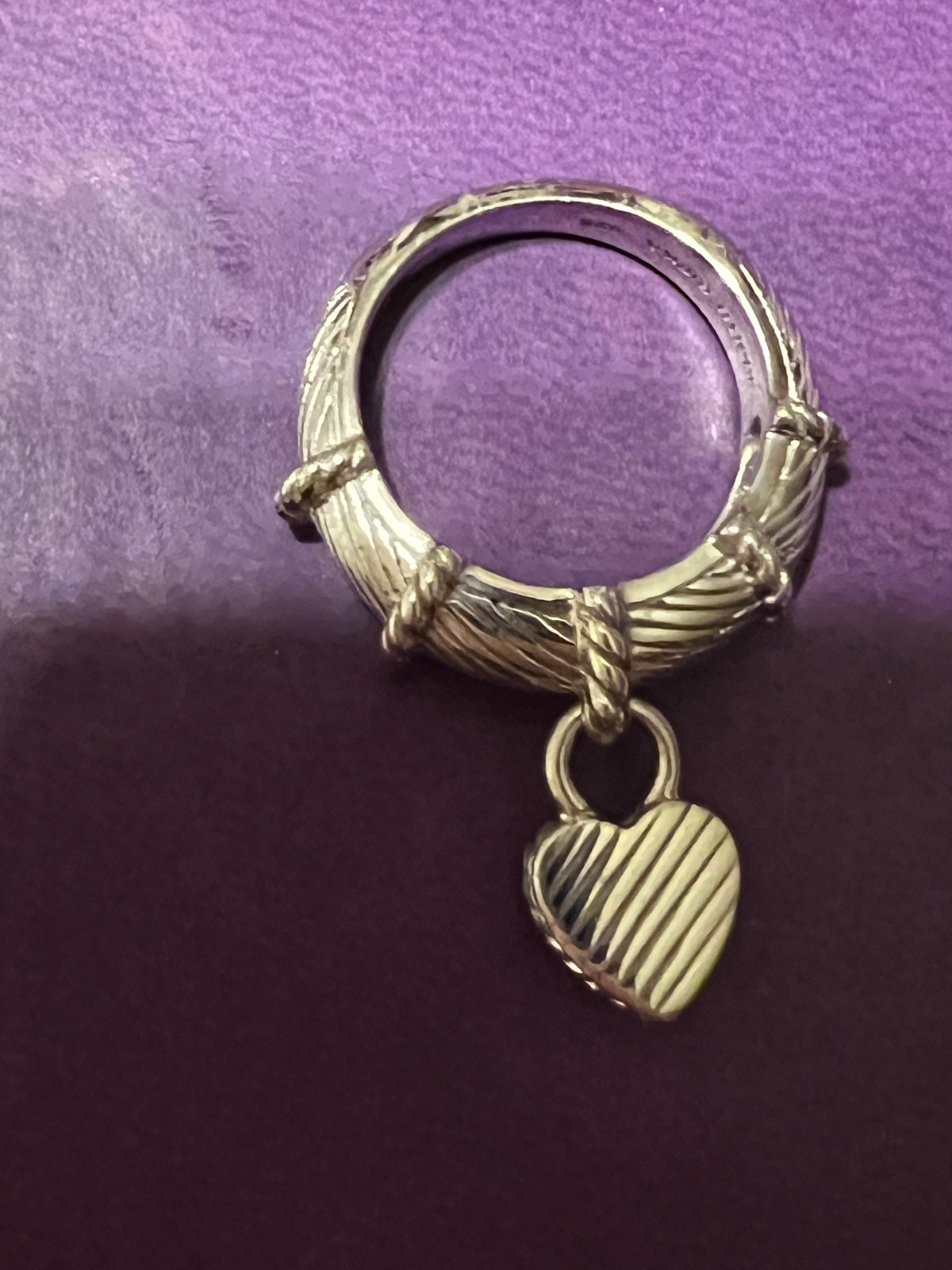 Judith Ripka 925 Sterling CZ Heart Charm Ring. Size 6