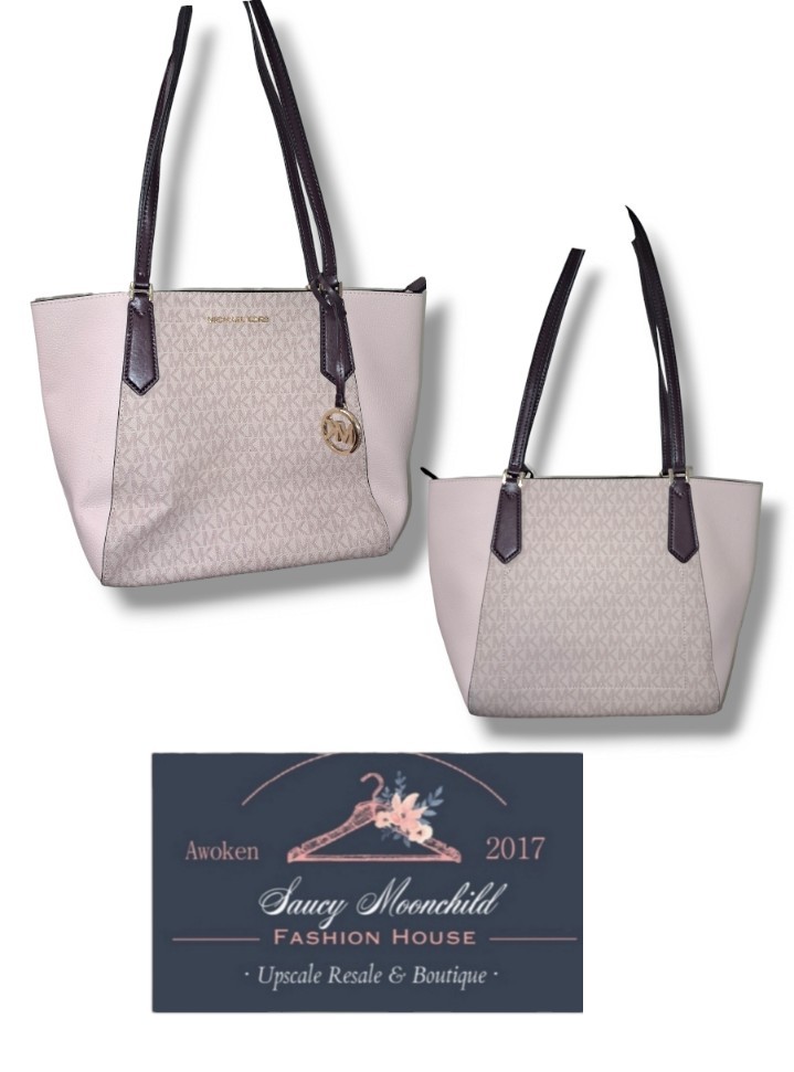 Michael Kors • Pink Burgundy Merlot Purple Trim Logo Zip Tote Bag Kimberly Bonde