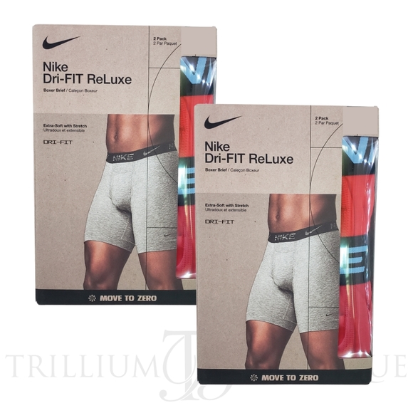 NIKE Boxer Briefs Men Red Dri-FIT ReLuxe Underwear 4 Pairs Bundle NWT