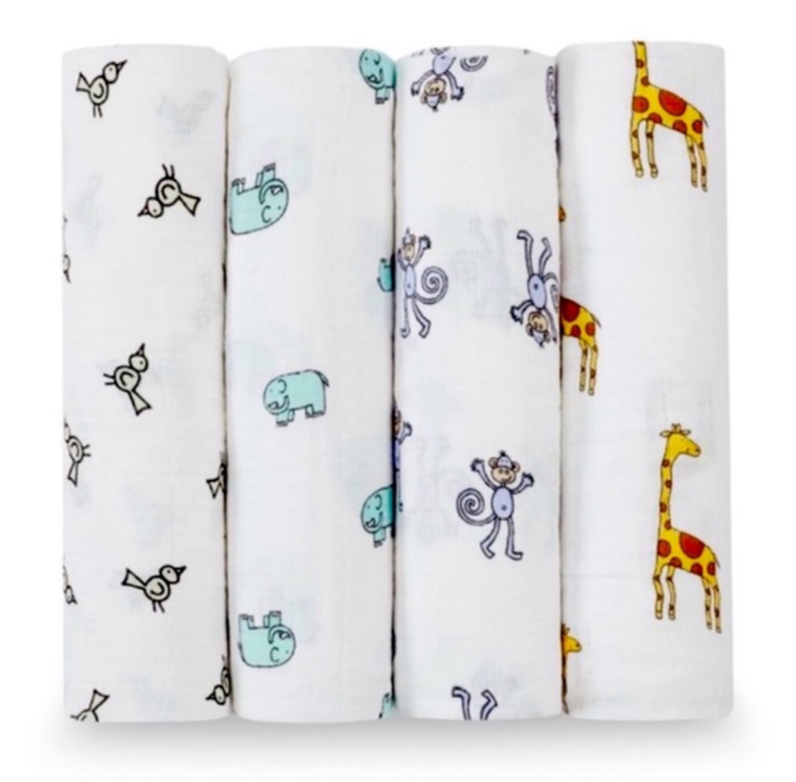 Aden + Anais 100% Cotton Muslin Jungle Jam Swaddles Pack of 4