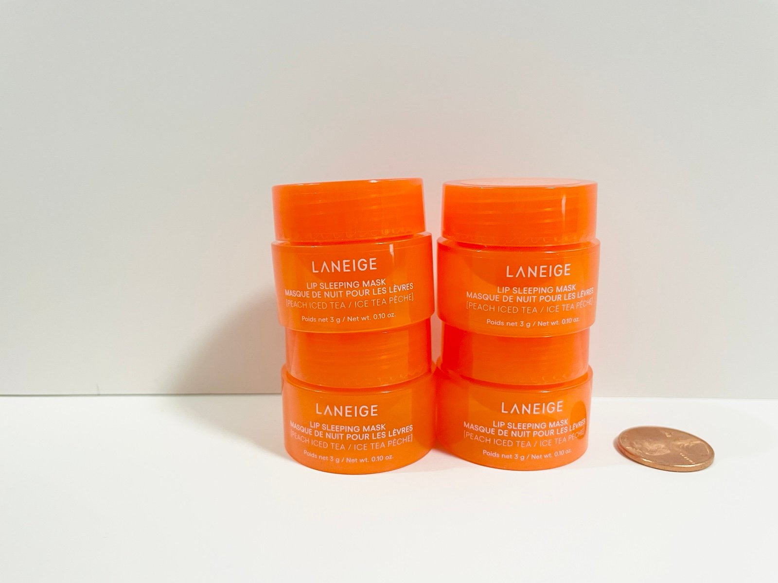 4 Laneige Lip Sleeping Mask Iced Peach Tea 3 g 0.1 oz Travel Mini