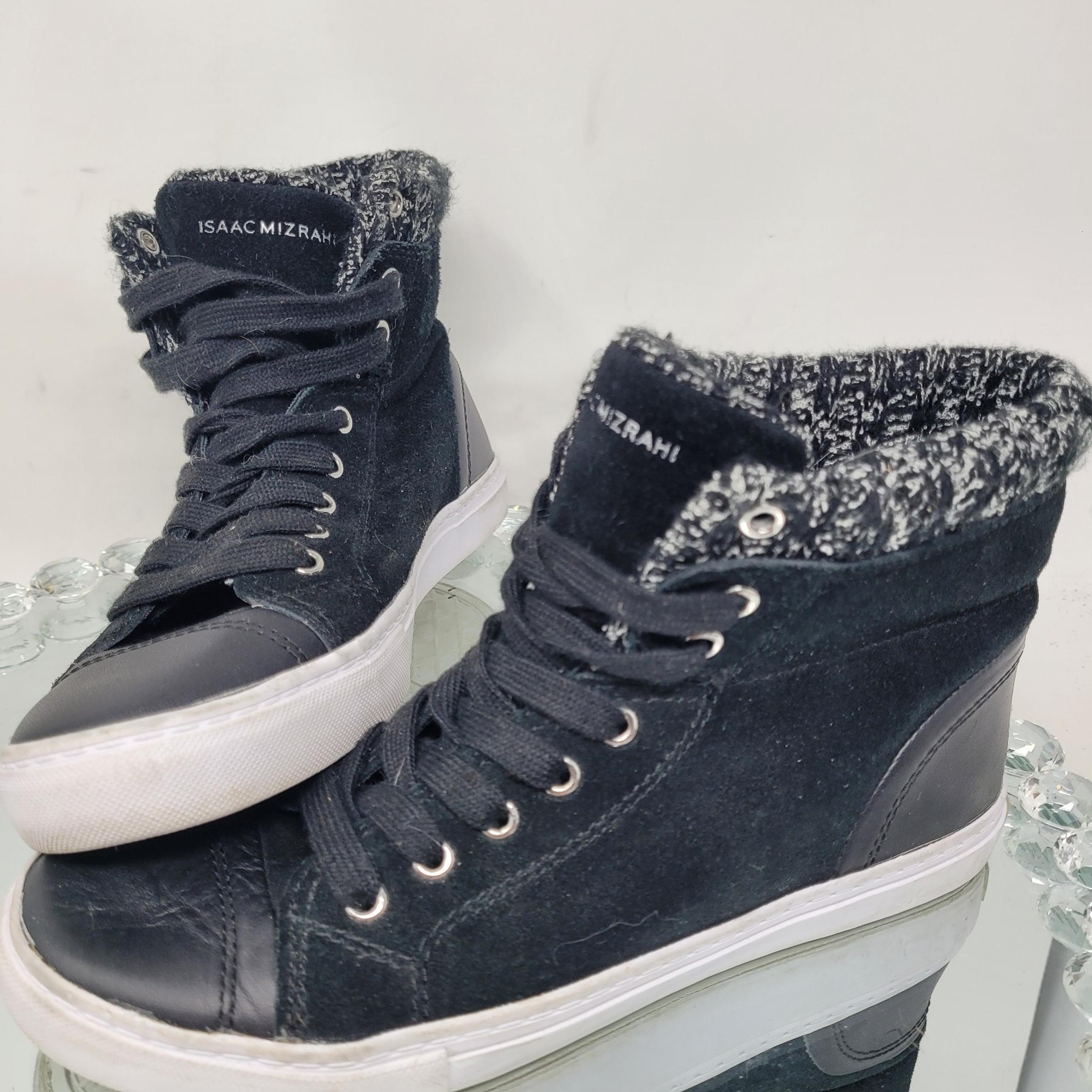 Isaac Mizrahi Live Womens Lily High Top Sneaker Shoe, Black Multi Suede, US 7