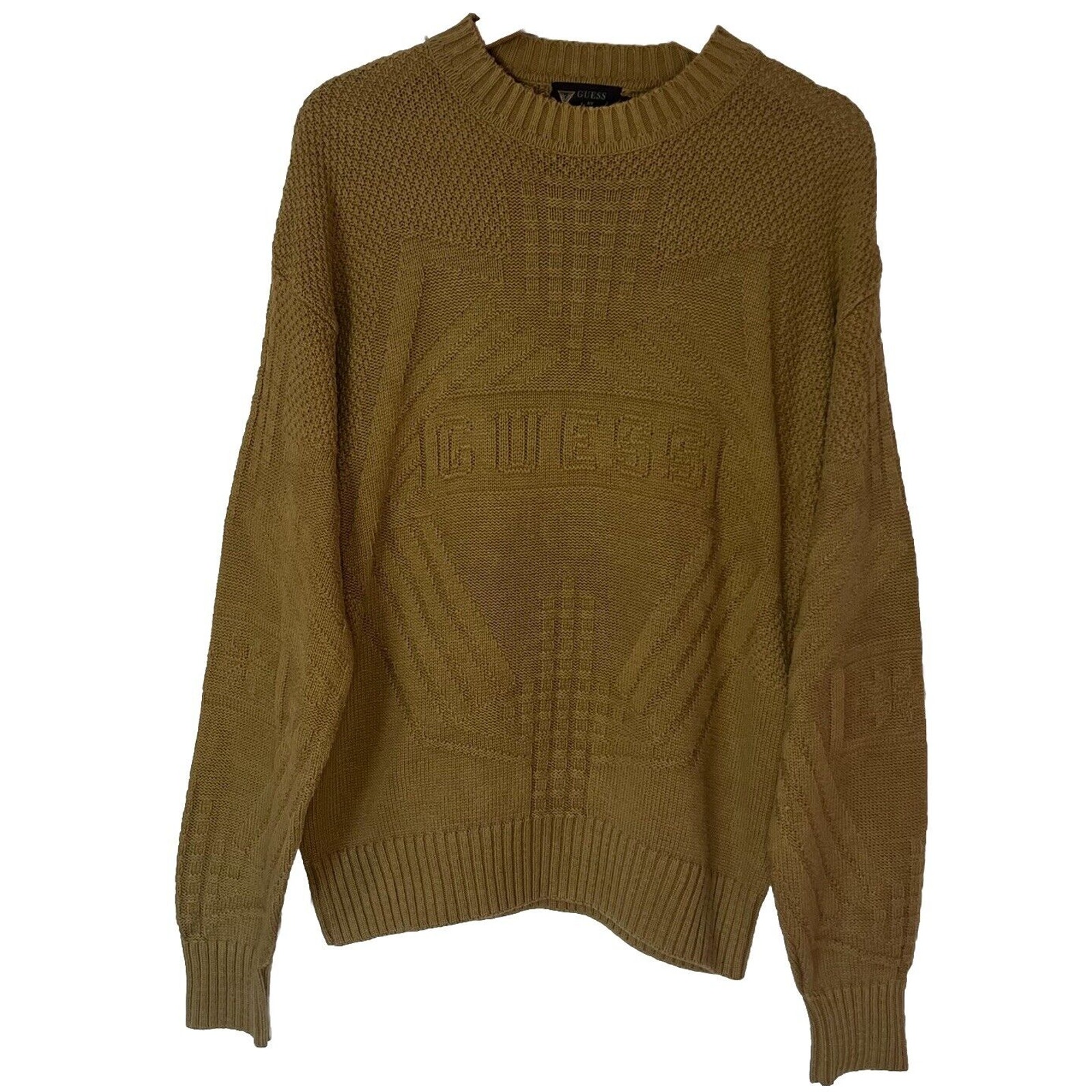 Guess Sweater Men M Vintage 80s 90s Logo Knit Pullover Rare Georges Marciano USA