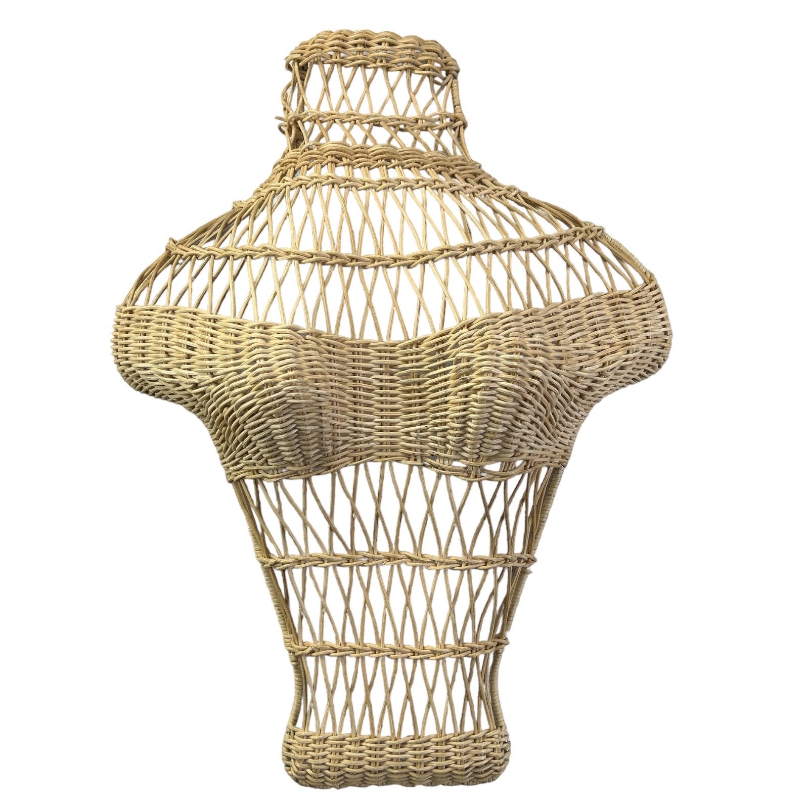 Vintage Wicker Rattan Mannequin Torso Wall Hanging