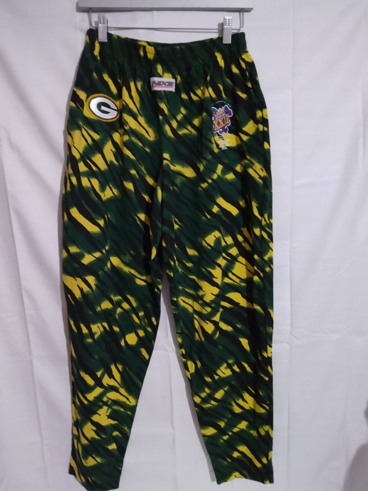 Vntg 1997 NFL Green Bay Packers Lounge Pants Nixz Superbowl Made In USA Zubaz