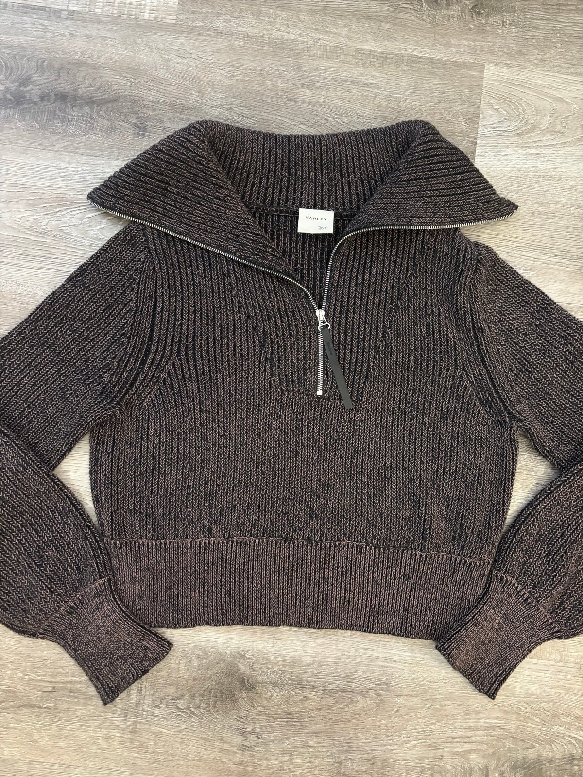Varley Mentone Knit Half Zip - Varley Sweater Brown Black Speckle XS