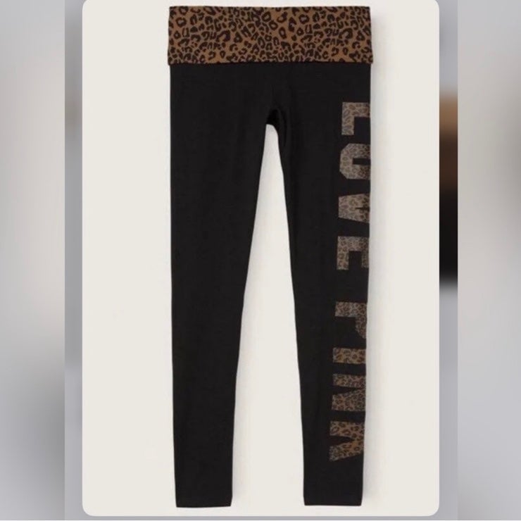 Victoria’s Secret Pink Cotton Leopard Print Leggings Medium