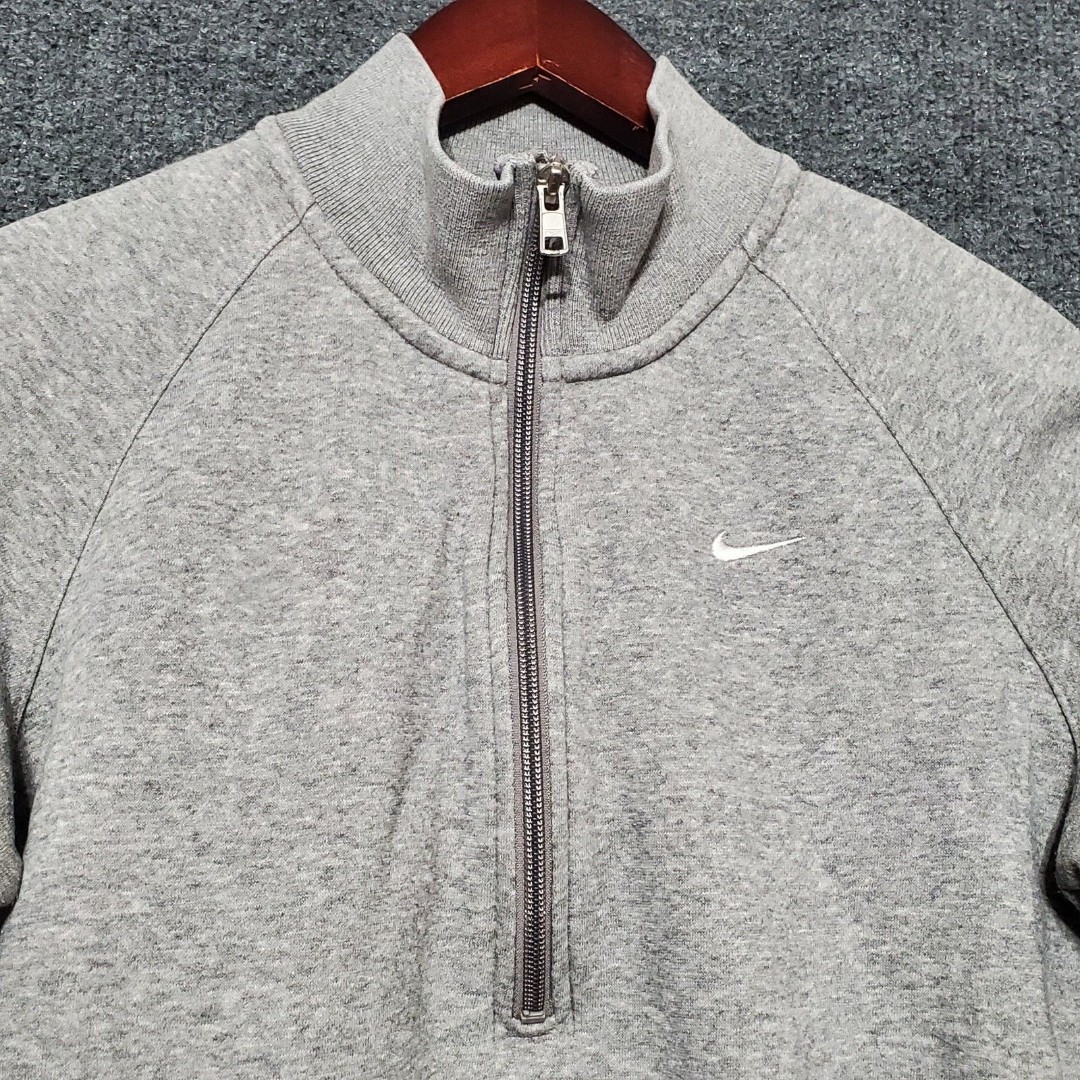 Vintage Nike Sweater Womens M Grey Pullover Quarter Sweatshirt Outdoor Run Gym