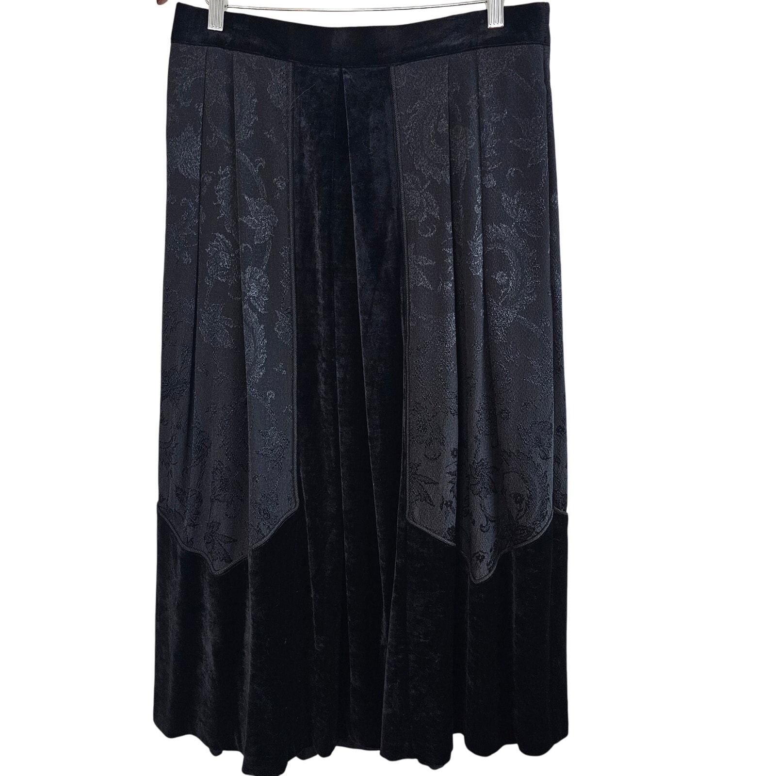 Susan Bristol Vintage Velvet Skirt Women Sz 14 Black 90s Midi Cottage Whimysgoth