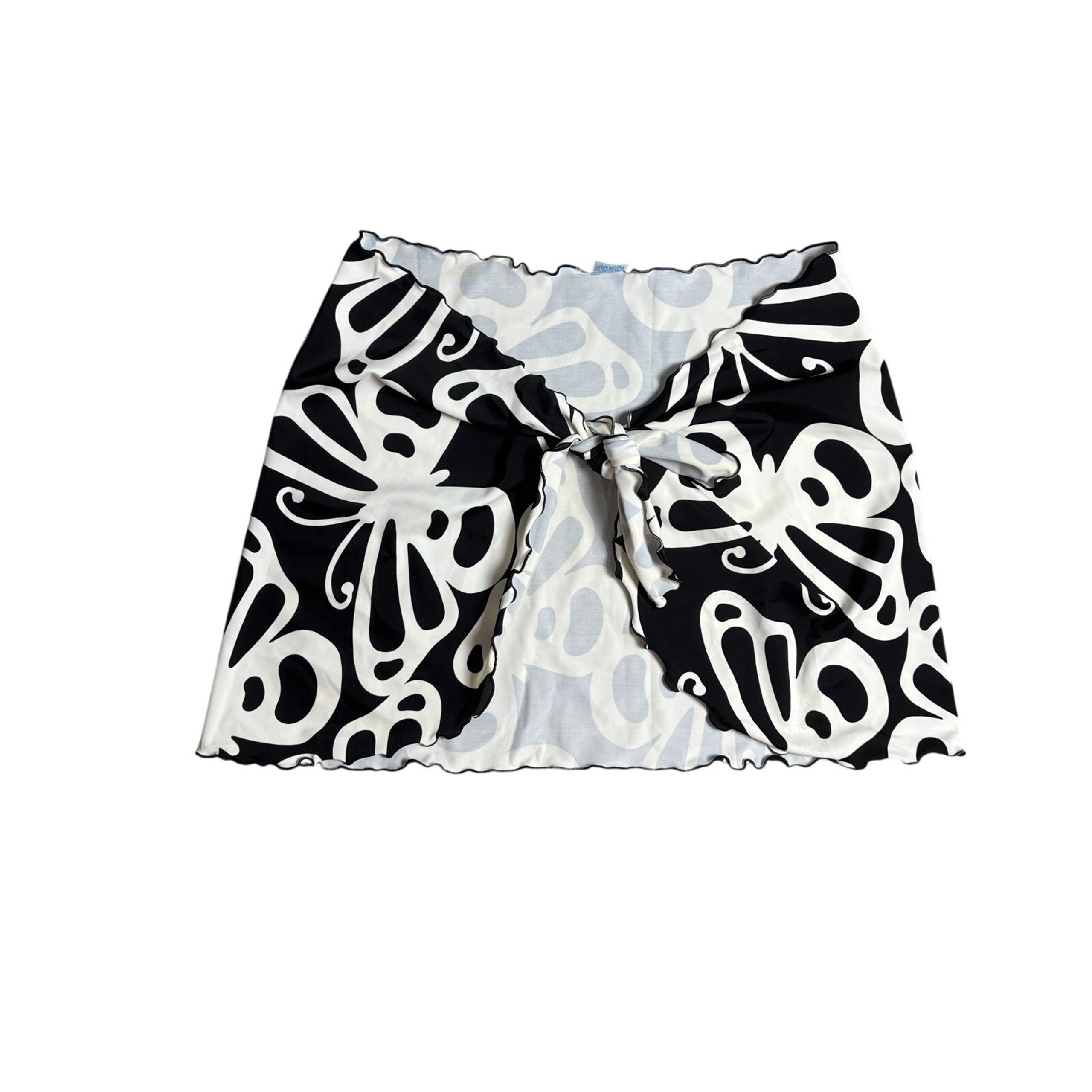 Y2K butterfly black and white cover up swim skirt Small