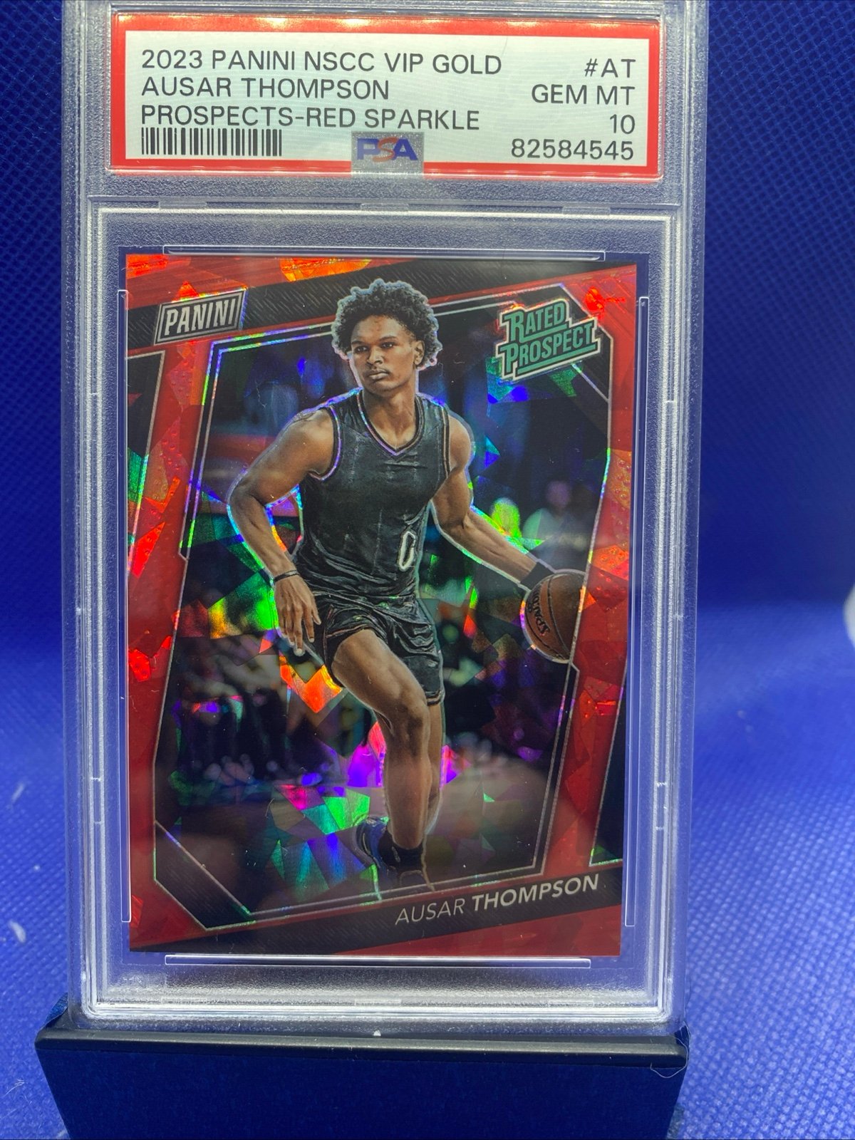 2023 Pop7 NSCC VIP Gold AUSAR THOMPSON Red Sparkle /199 Rated Rookie PSA 10