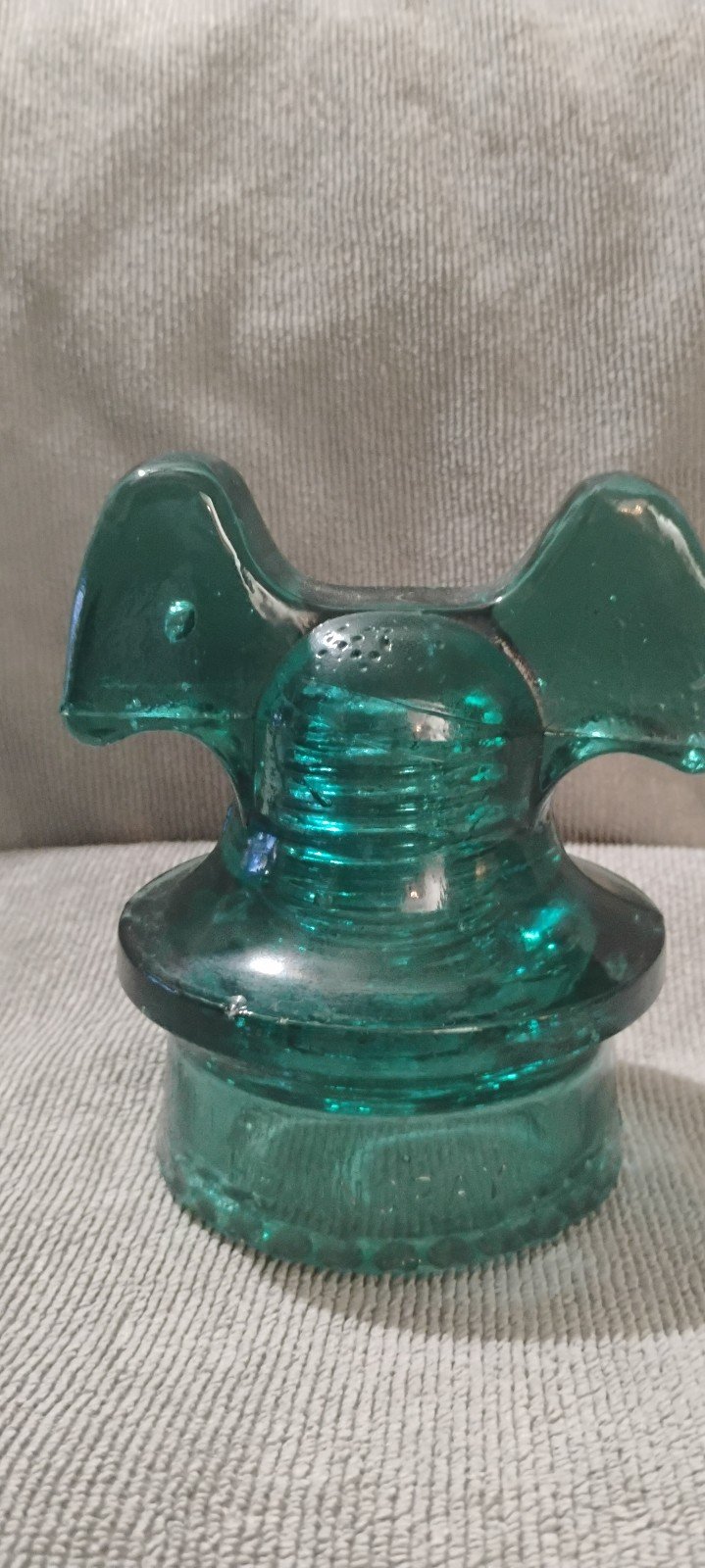 Mickey Mouse Insulator, Hemingray Aqua Glass Mickey Mouse Insulator