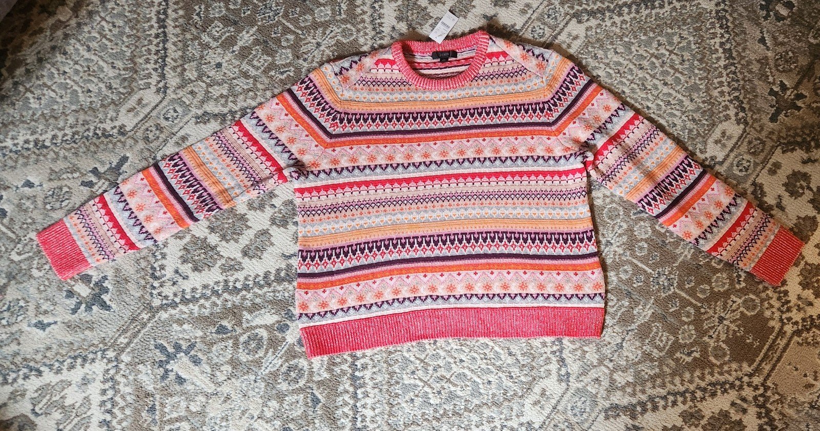 J.Crew Fair Isle Crew Neck Sweater Size Large New