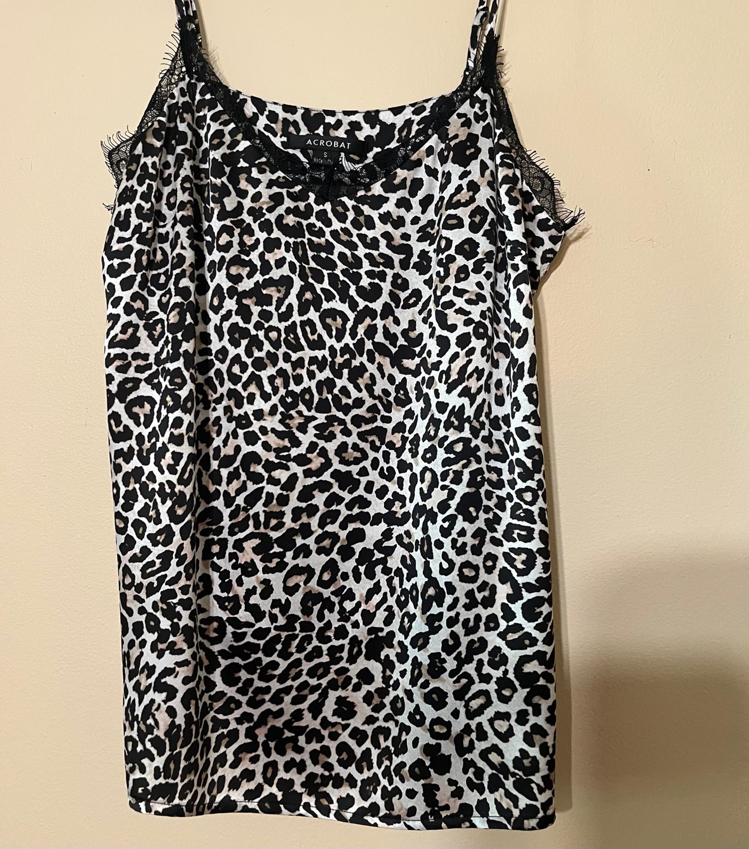 Acrobat Cheetah Print Lace Silk Camisole Tank Top Women’s Sz S