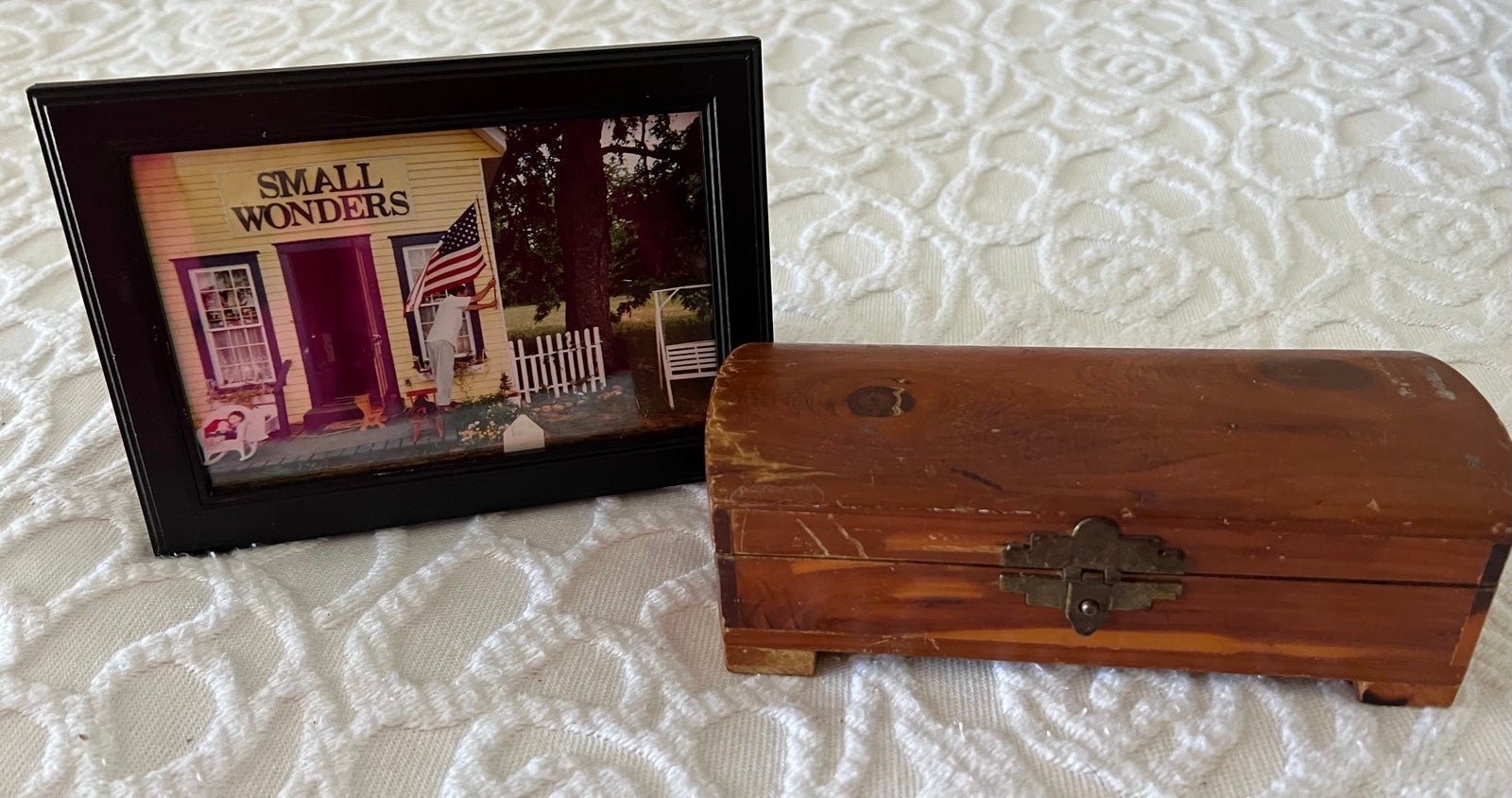 Antique Pine /cedar miniature chest Wooden box Very Nice