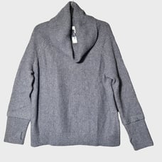 Market & Spruce Sharon Cowl Neck Waffle Stitch Sweater Dark Grey XXL NWT