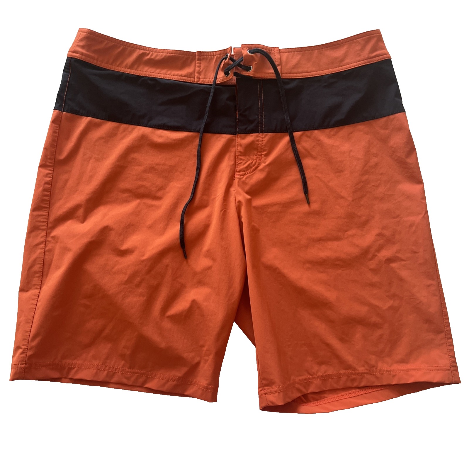 Y/OSEMITE James Perse Men's Size 38 Swim Trunks Board Shorts Orange Black Stripe