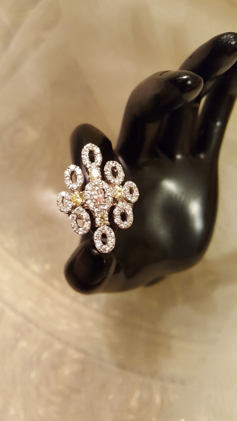 Bling ring art Deco style .925 silver