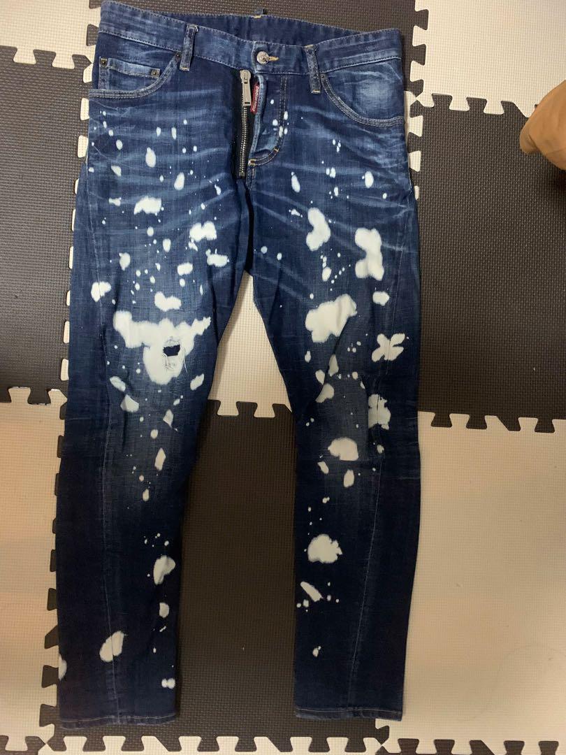 DSQUARED2 White Paint Denim Size 46