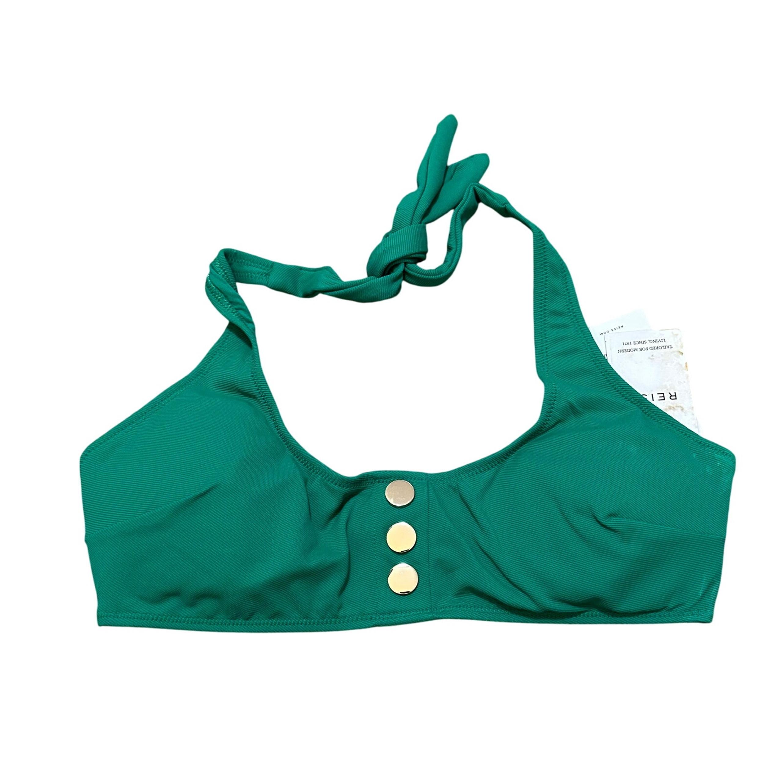 REISS Iris Halter Bikini Top With Button Detail Green Size 8 new with tags