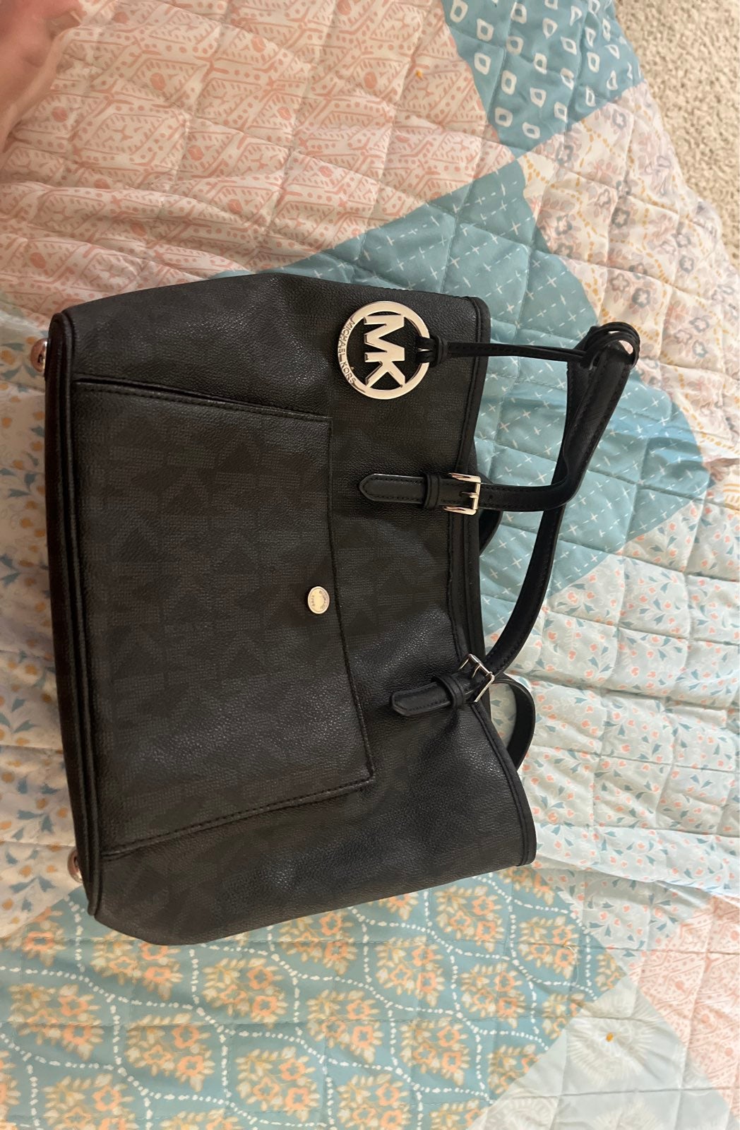 Michael Kors Black Mk Logo Leather Purse Like New
