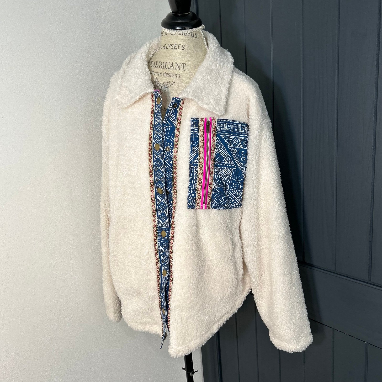 Free People This And That Cardi Oversized Sherpa Shirt Jacket