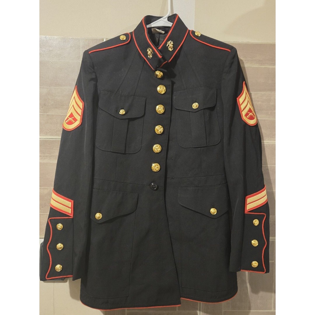 Official US Marines USMC Dress Blue Jacket Coat USA Sergeant 39R Marine Corps