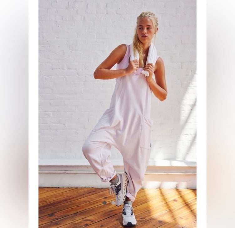 NWT FREE PEOPLE Movement Hot Shot Onesie in Rose Quartz Sz M