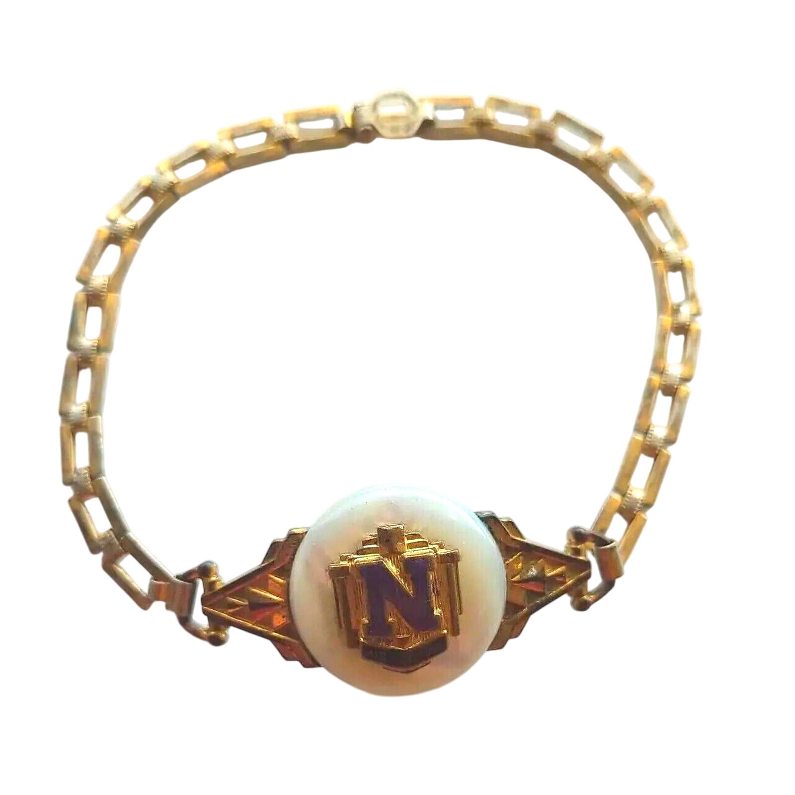 Vintage Art Deco Style Bracelet Women's Mens Unisex High School Initial N