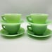 4 Jadeite Mckee Laurel Tea Cups/Saucers
