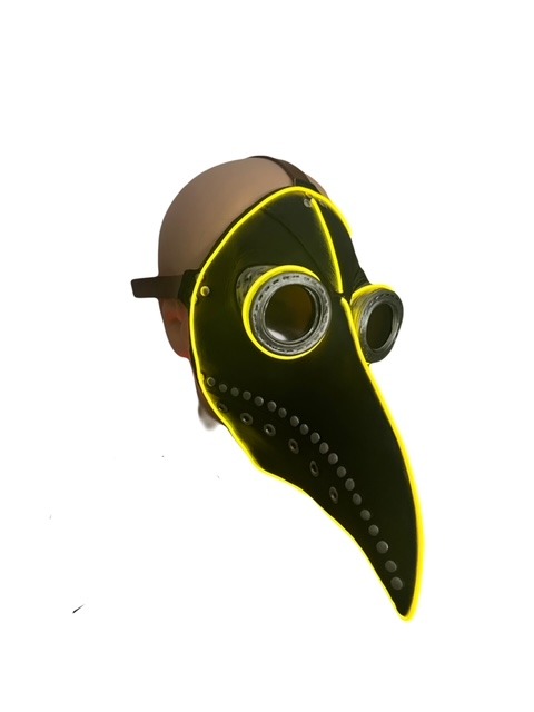 Yellow EL Wire LED Plague Doctor Mask