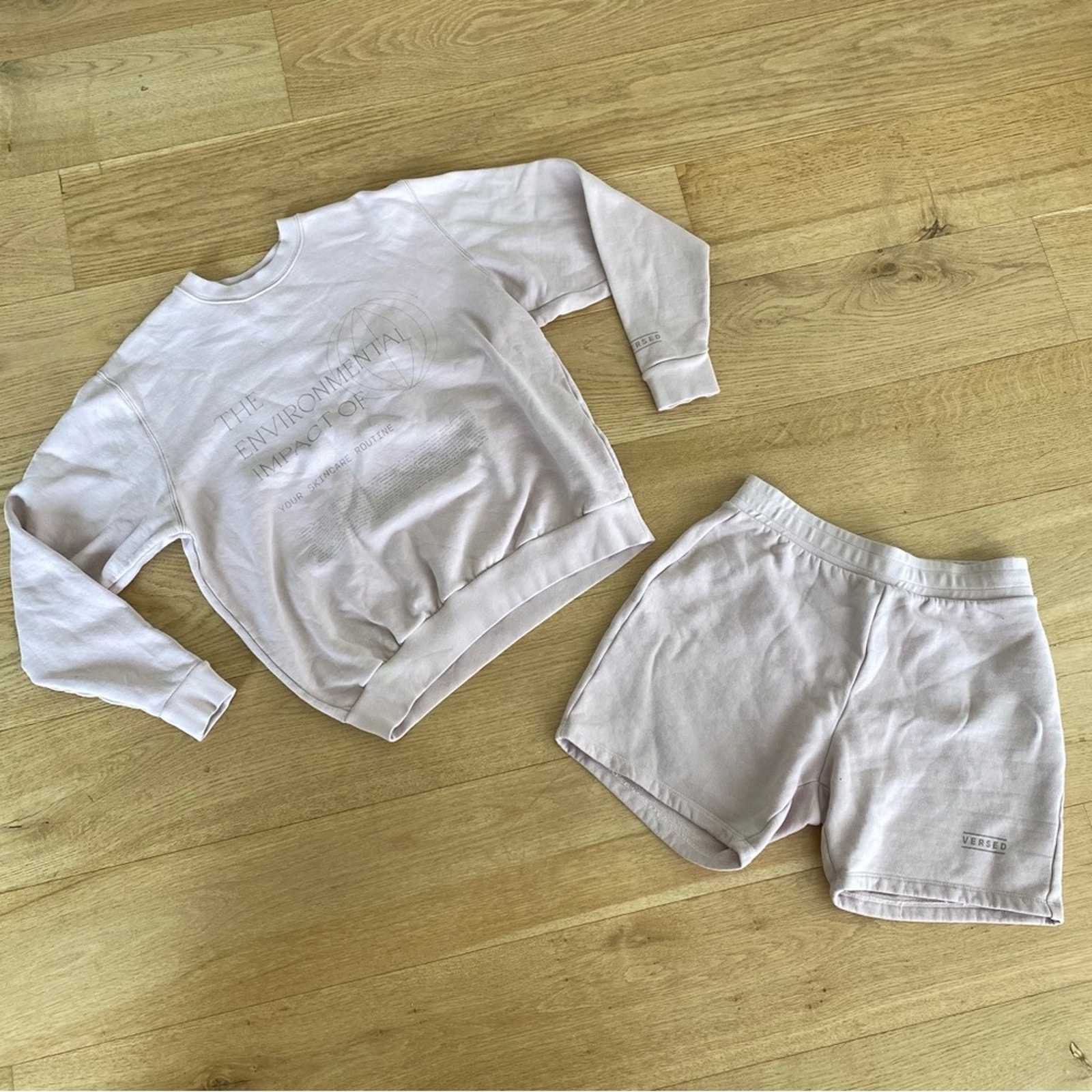 Versed Sweatshirt & Shorts Set in 100% Cotton Blush Pink