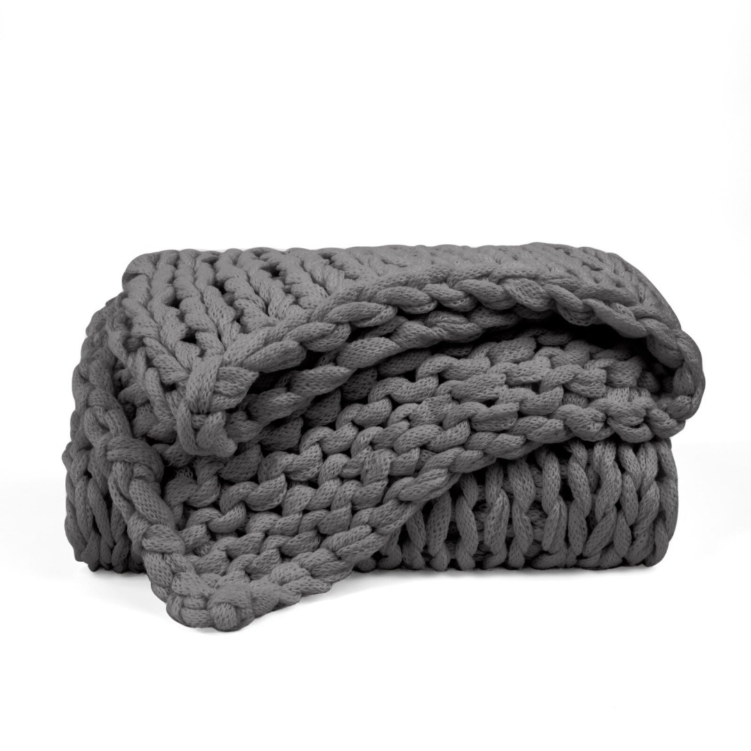 Comfort Canopy Chunky Knit Throw Blanket – Gray (47 x 59 )