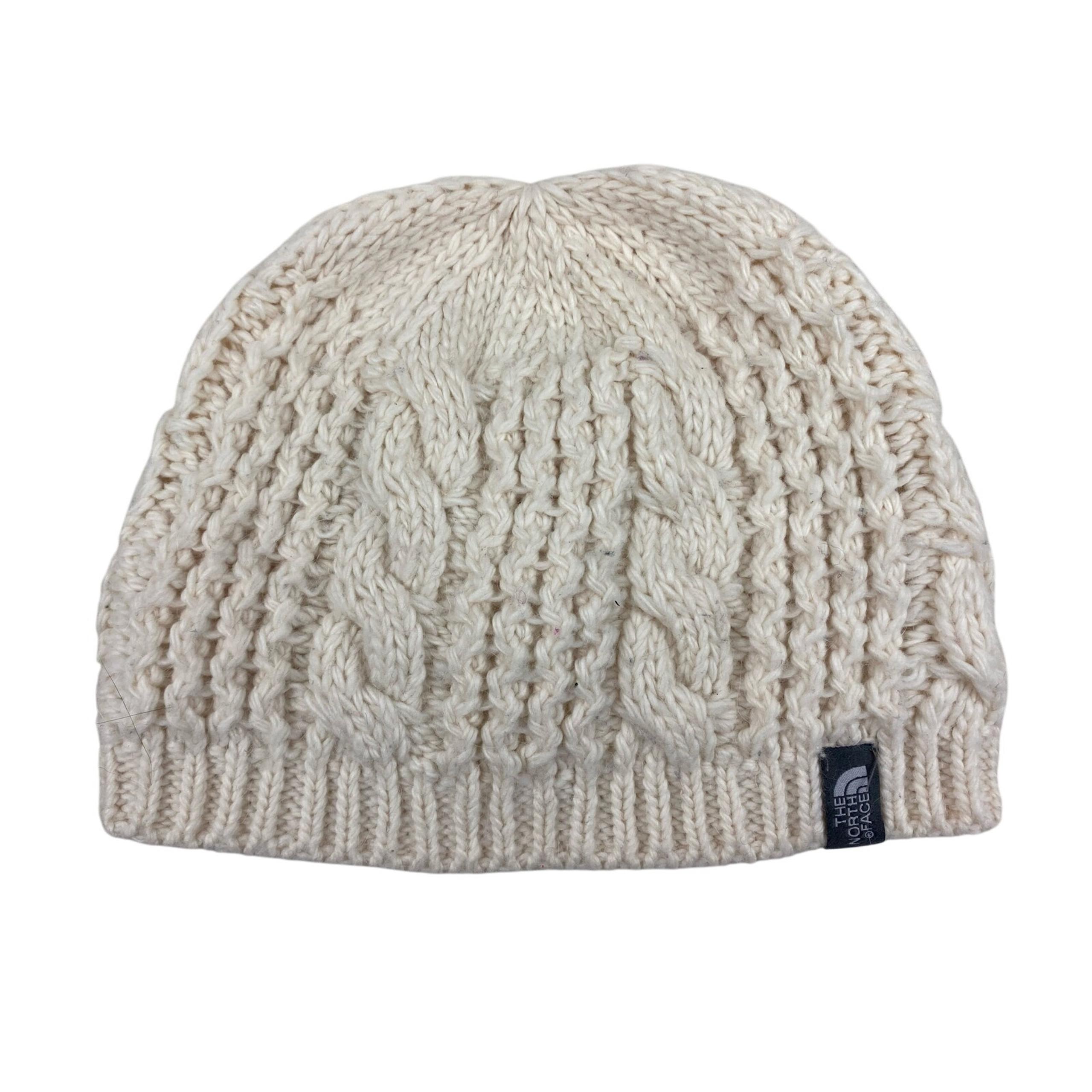 The North Face Women's Cream Cable Knit Inner Fleece Band Beanie Hat