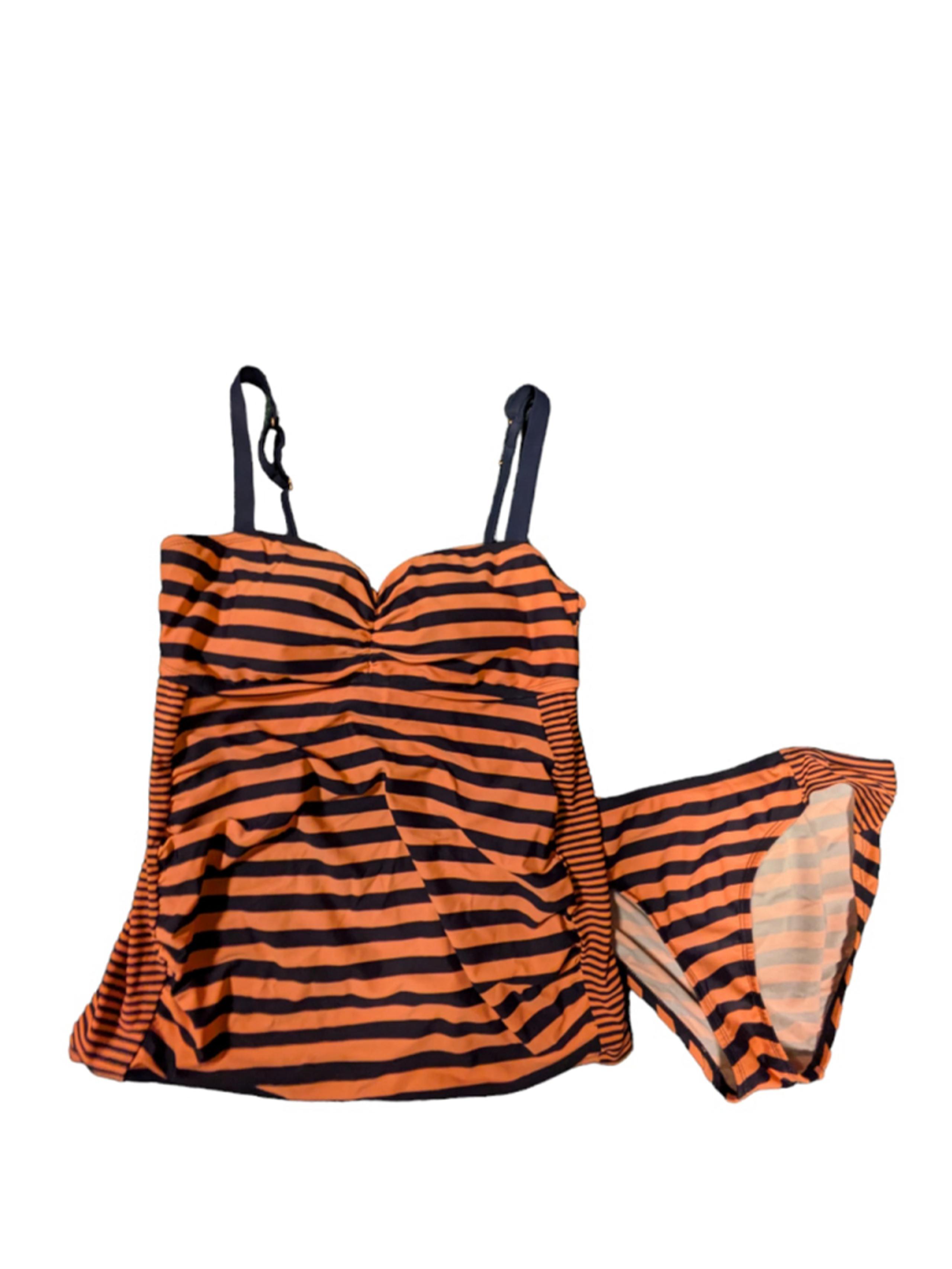 Women's Beach Bum by Motherhood Maternity Swimsuit M Orange Navy