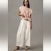 Anthropologie Flutter-Sleeve Pointelle Cashmere Sweater Tee in Pink Sz XS NWT